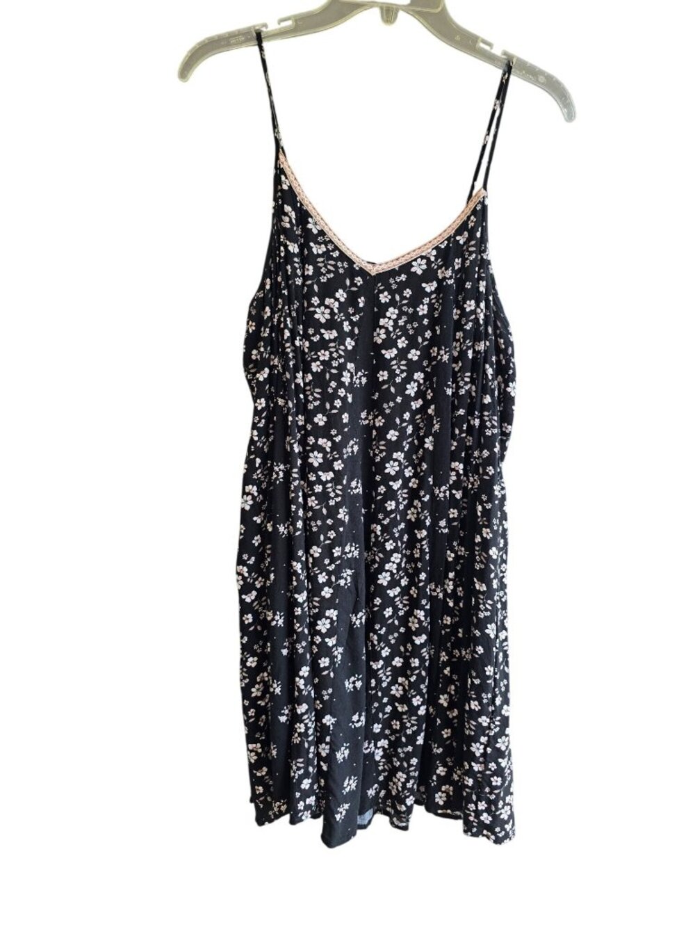 American Eagle Womens Floral Dress Black/White Size Small Lace Trim